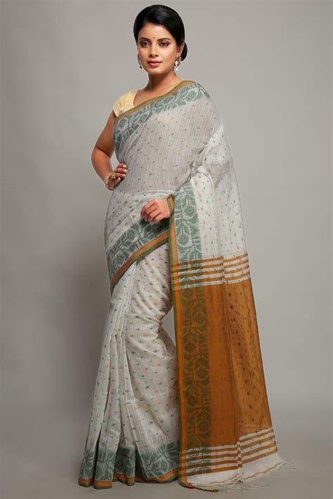 Woodentant Women White Woven Design Pure Cotton Saree Jiomart