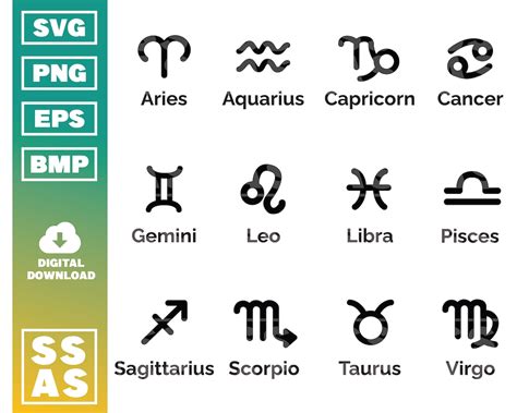 Símbolos de signo del zodiaco Astrology Clipart Etsy España