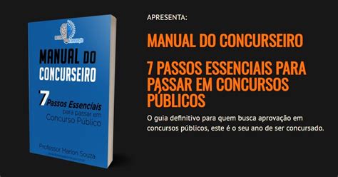 Gd Cursos Manual Do Concurseiro Passos Essenciais Para Passar Em