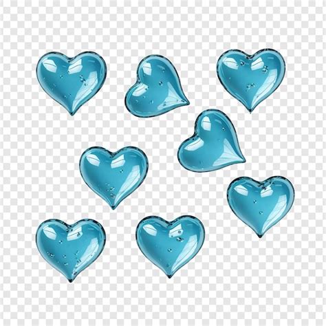 Premium Psd Aqua Hearts Isolated On Transparent Background