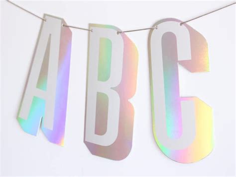 Holographic Foil Stamped Dimension Alphabet Custom Letter Etsy