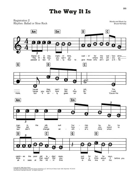 The Way It Is Sheet Music | Bruce Hornsby & The Range | E-Z Play Today