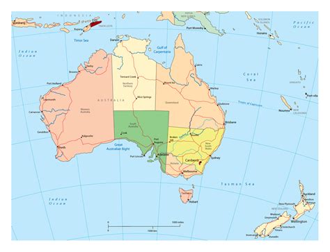 Large Political And Administrative Map Of Australia With Roads And
