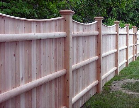 Cedar Solid Board Privacy Fence With Scalloped Top Traditional