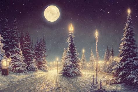 Premium AI Image | Countryside starry christmas night 3d illustration