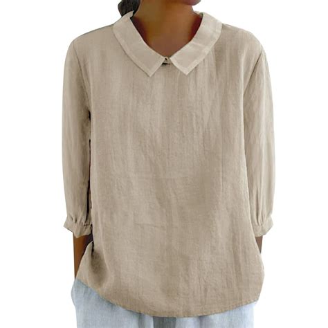 qijuntuo womens boho embroidered linen button  shirt  roll tab