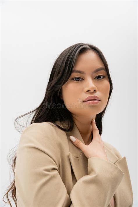 Portrait Of Brunette Asian Woman In Stock Photo Image Of Attractive Beige 270161690