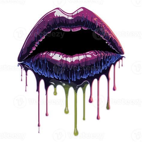 Ai Generated Glossy Colored Dripping Lips Png