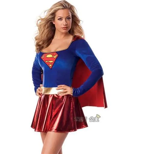 Supergirl Costume Cosplay Super Femme Super Héros Sexy Fantaisie Robe