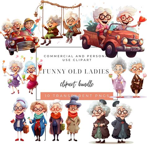 Funny Old Ladies Clipart, Funny Old People, Cute Grandmas, Elderly Clipart, Old Ladies PNG ...