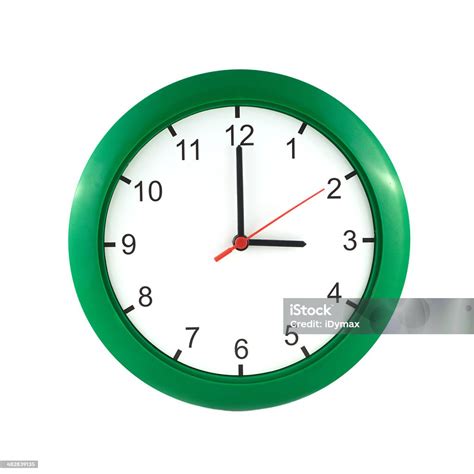 Three Oclock On Green Wall Clock Stock Photo Download Image Now 3 O