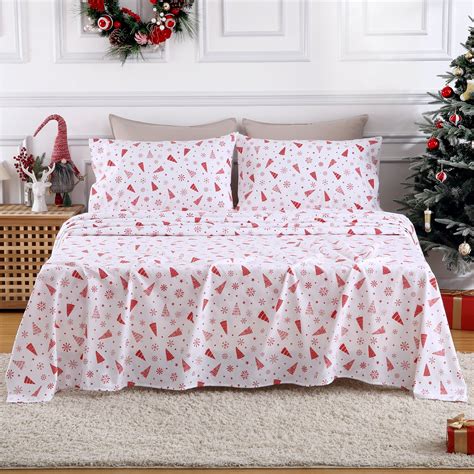 CAROMIO Christmas Flannel Sheets Queen, 100% Cotton Printed 16 inches ...