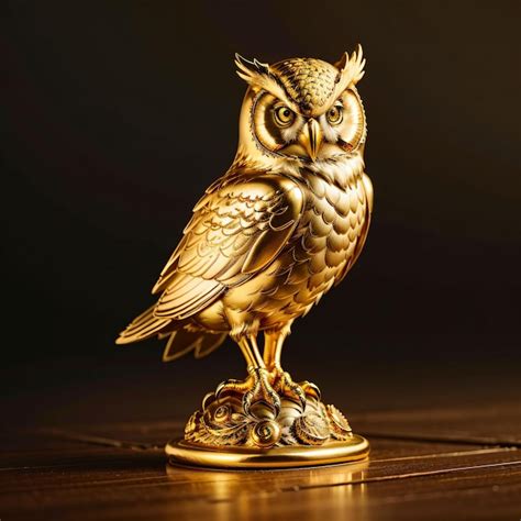 Premium AI Image A Gold Statue Of A Owl