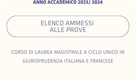 ELENCO STUDENTI AMMESSI ALLE PROVE News Scuola Di Giurisprudenza