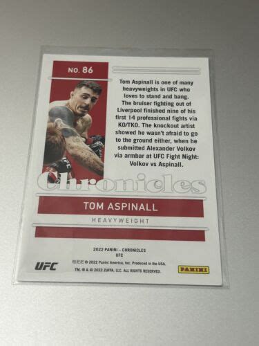 2022 Panini Chronicles UFC Rookies Red 86 Tom Aspinall 199 RC For