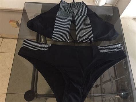 Striped Detail Keyhole Bikini Set SheIn Sheinside