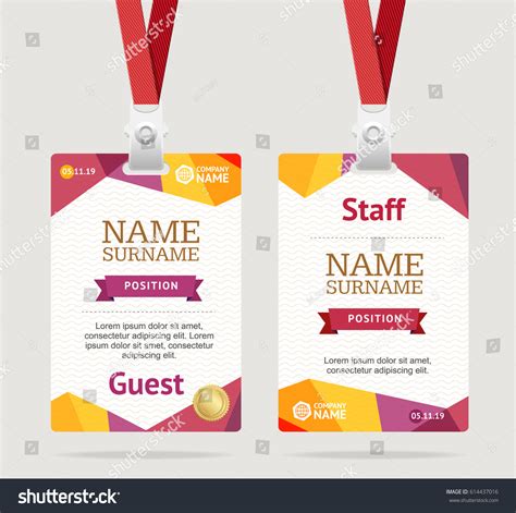 Id Card Template Plastic Badge Vertical Stock Vector (Royalty Free ...