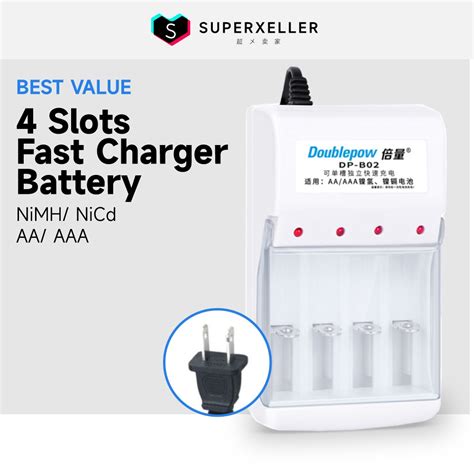 Doublepow Slots Aa Aaa Battery Quick Charger For Rechargable Ni Mh