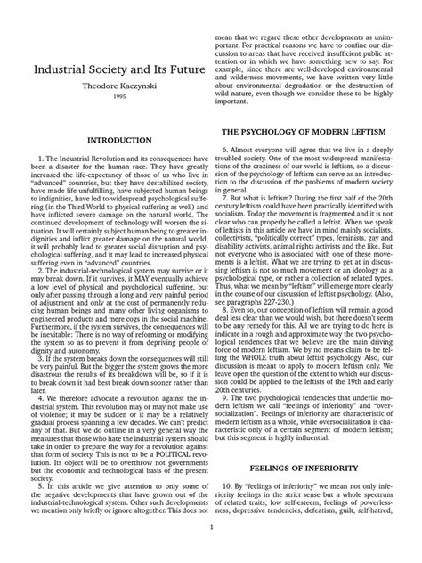 Kaczynski Manifesto PDF | PDF