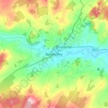 Ballybofey topographic map, elevation, terrain