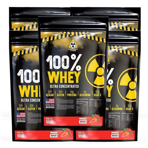 Whey Protein Ultra Concentrado 100 4 5kg Morango Nuclear Labs