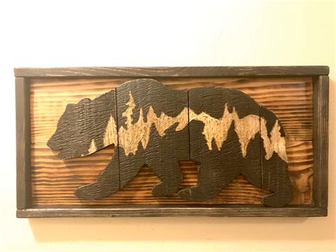 Reclaimed Wood Bear Wall Hanging Bear Decor Bear Art Etsy Bear