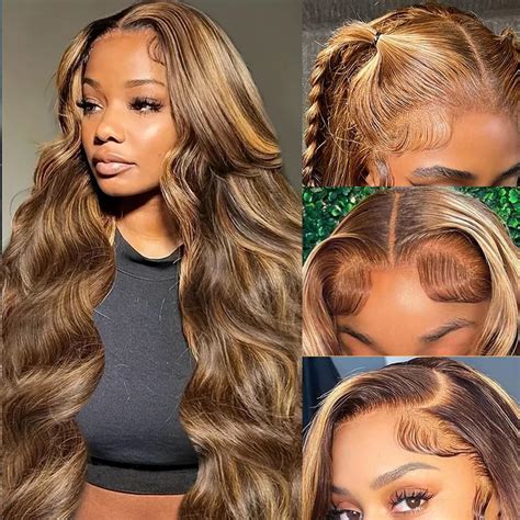 Amazon TXIXS Inch Honey Blonde Lace Front Wig Human Hair X Ombre Lace Front Wig