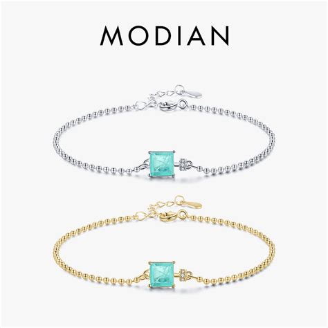 Modian Novo Real Prata Esterlina Luxo Quadrado Pulseira De