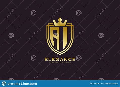 Initial Ai Elegant Luxury Monogram Logo Or Badge Template With Scrolls