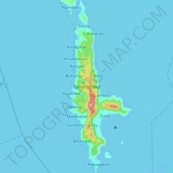 Talim Island topographic map, elevation, relief