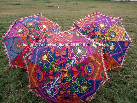 Wholesale Lot Decorative Umbrellas Indian Hand Embroidered Cotton