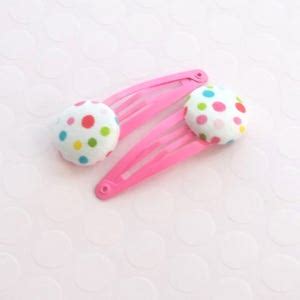 Polka Dot Hair Clips Fabric Covered Button Clip Girls Hair Etsy