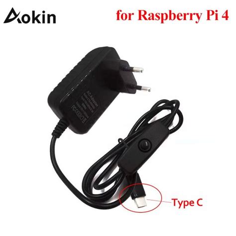 Raspberry Pi 4 Power Supply Type C 5v 3a Eu Us Au Uk Adapter Charger For Raspberry Pi 4 Model B