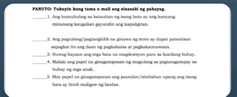 PANUTO Tukuyin Kung Tama O Mali Ang Sinasabi StudyX