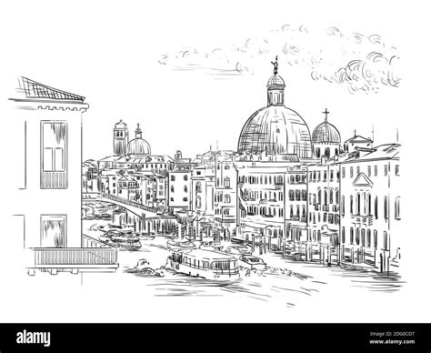 Venice panorama grand canal Stock Vector Images - Alamy