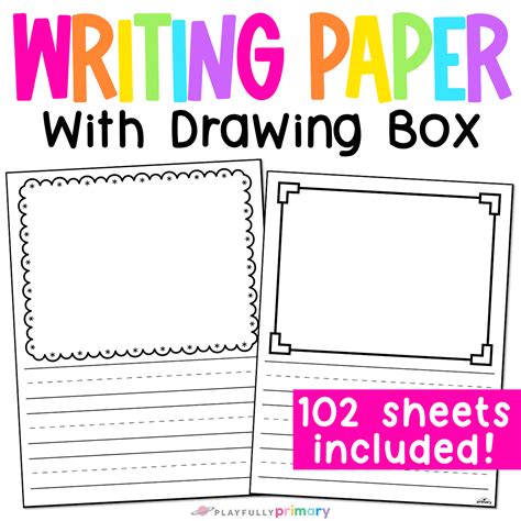 Kindergarten Lined Paper With Drawing Space