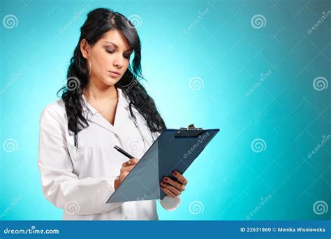 Women Medicine Doctor With Pen And Notepad Stock Photo Image Of