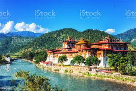 Punakha Dzong Monastery One Of The Largest Monestary In Asia Stock