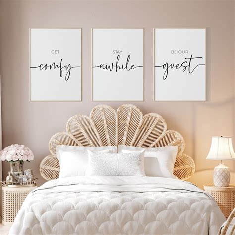 Get Comfy Stay Awhile Be Our Guest Guest Bedroom Wall Decor Etsy