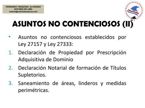 Clase 4 Asuntos No Contenciosos De Competencia Notarial Ppt