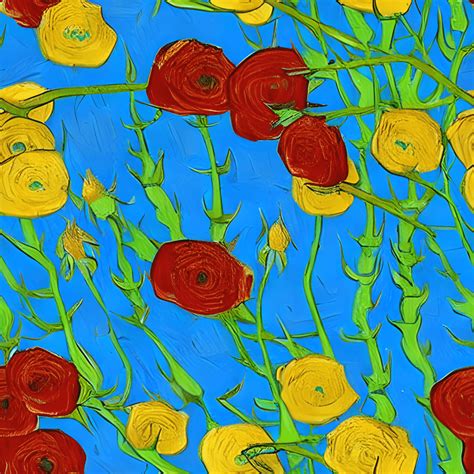 Van Gogh Roses Pattern · Creative Fabrica