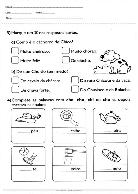 Prova De Marcar X - Marque com um X - Interpretação de Texto 3º ano - Ler e Aprender
