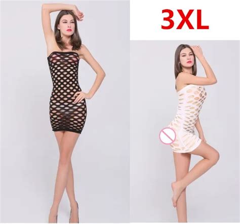 Sexy Lingerie Plus Size Xl Porno Fishnet Big Hole Babydoll Dress