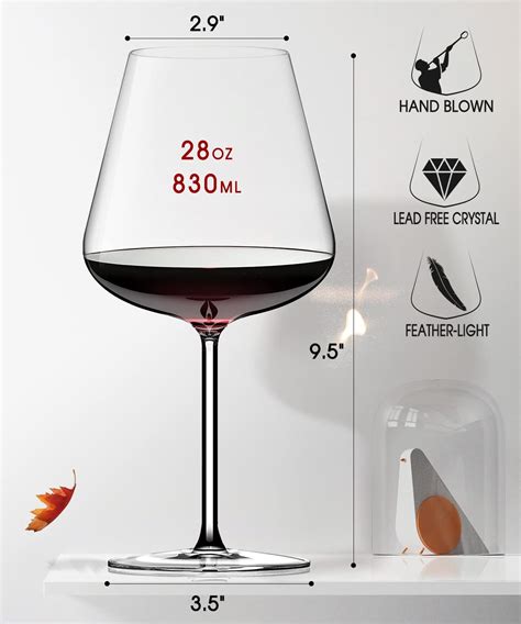 Buy Red Wine Glasses Set Of 4 28oz Large Wine Glasses Hand Blown Crystal Clearer Lighter For