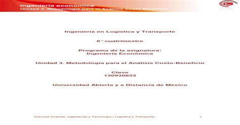 Unidad Metodologa Para El Anlisis Costo Beneficio Pdf Pdf Document