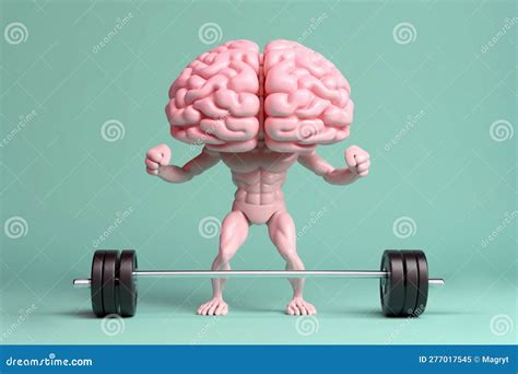 Human Brain Lifting Weights 3D Brain Lifting A Heavy Dumbbell Stock