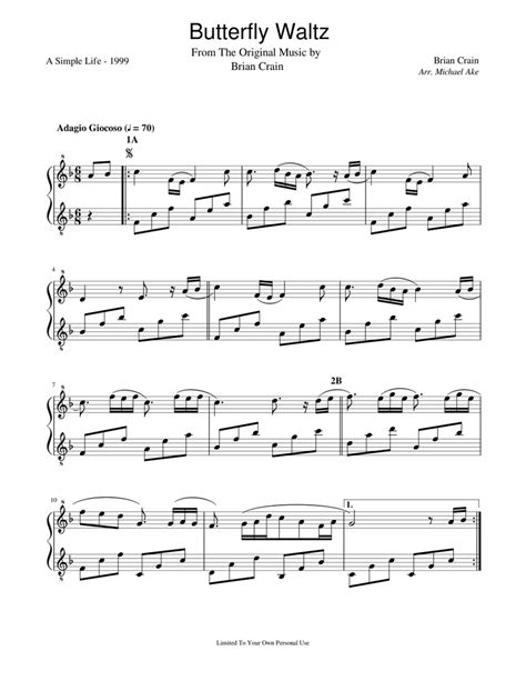 Butterfly Waltz Brian Crain Sheet Music For Piano Download Free In Pdf Or Midi