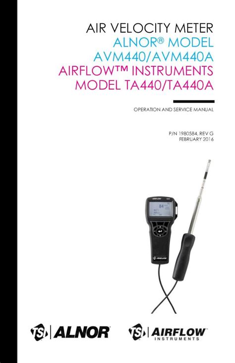 PDF Air Velocity Meter Alnor Model AVM440 AVM440A Airflow