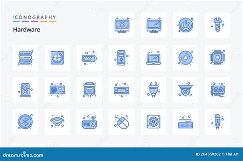 25 Hardware Blue Icon Pack Stock Vector Illustration Of Speaker