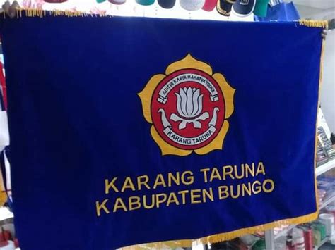 Jual BENDERA PATAKA BORDIR LOGO CUSTOM UKURAN 90X135 Cm Dua Muka Di